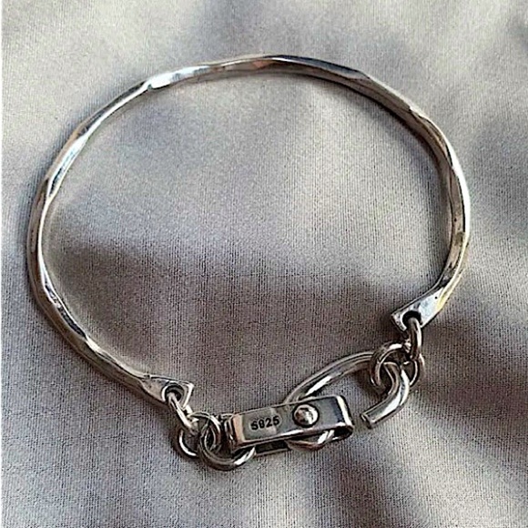 Sterling Silver Safety Pin Clip Bangle Bracelet - Picture 8 of 8